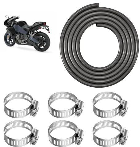 1 Metro Tubo Gasolina Moto, 4mm Diámetro Interior Tubo Gasolina, Manguera Gasolina con 6 Piezas Abrazadera Metalica, Línea de Combustible Para Motocicletas, Tractores, Scooters, Camiones