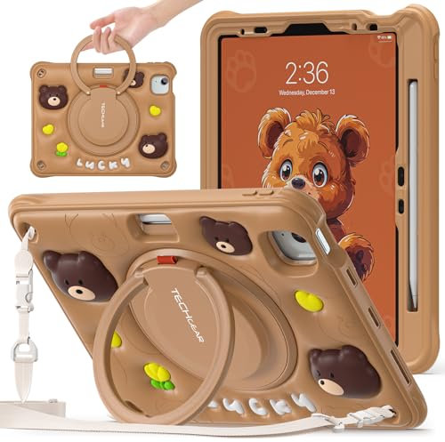 TECHGEAR BubblyToons - Funda para niños para Apple iPad Air de 11 pulgadas 2024 (M2), Air de 11.9 pulgadas, 4ª y 5ª, iPad Pro de 11 pulgadas (2018-2022), funda resistente y suave con soporte y soporte