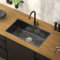 ML-Design XXL Spülbecken Edelstahl 70x40 cm Anthrazit, Küchenspüle eckig, 1 Becken Einbauspüle Unterbauspüle Edelstahlspüle mit Ab- und Überlaufgarnitur Einzelbecken mit Siphon Waschbecken Küche Spüle