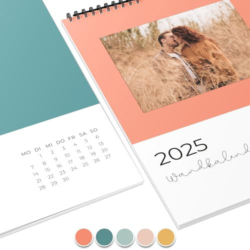 Fotokalender 2025 zum selbstgestalten (Bastelkalender 2025 im A4 Format) - DIY Kalender zum selber gestalten von Januar bis Dezember mit Ferienübersicht - Ideal als Geschenk - Boho Spirits