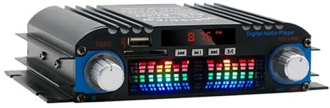 STRAFBRG Amplificador de Sonido HiFi de Potencia máxima de 1800W Amplificador de Audio Digital de 4 Canales Reproductor Radio FM Compatible con Control Remoto,Control Y Ajuste De PrecisióN