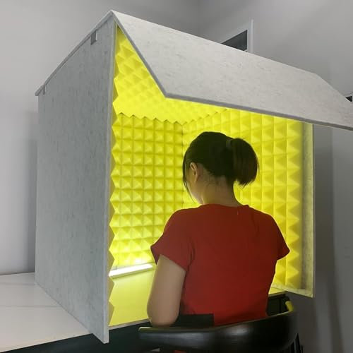 Acoustic Enclosure Portable Vocal Isolator for Studio Desk - Microphone Foam Box Cube Noise Isolator for Recording Studio and Podcasting