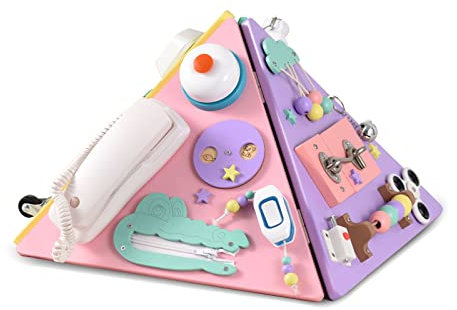 Ovshnrr Montessori Busy Board, Motorikbrett Motorikspielzeug zum Lernen Feinmotorik Aktivitätsbrett Skills Board Pyramide Activity Bord Sensorische Spielzeuge für Kleinkinder im Alter von 1–3 Jahren