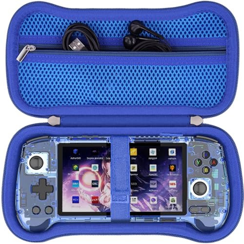 Khanka Dur Cas pour anbernic rg556 Retro Console de Jeu Portable Sac de Rangement pour rg556 5,48 Pouces Android Retro Console de Jeu Portable Cas de téléphone Seulement (Bleu)