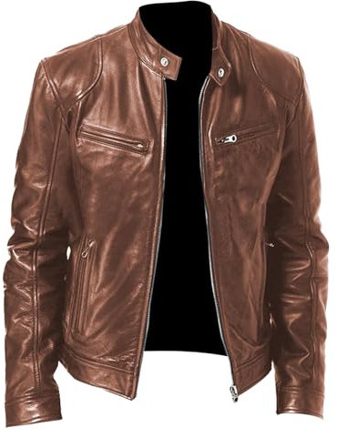 Generico Giacca Uomo Jacket in Ecopelle Giubbotto Antivento Caldo Casual Multitasche Vintage da Moto Chiodo Pelle Uomo Giacca In Pelle Uomo Vintage Giacca Sportiva Uomo Offerta