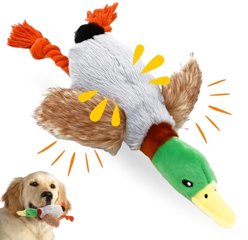 TAILY TAILS Dog Toy with Sound - Plush Chew & Rope Toy for Dogs - Squeaker & Crinkle Toy - Interactive Chew Toy - Durable Non-Toxic Play Dog Toy - Small, Medium & Large Dogs (Duck Toy)