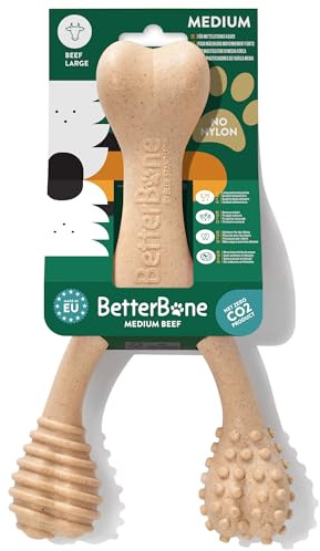 BetterBone - Hundespielzeug zum Kauen - Large Medium Beef - Kauknochen Hund Nylon- & GMO-frei auf Zellulosebasis - Kauspielzeug mittelhart mit Rindfleischgeschmack - Kauholz Splitterfrei & nachhaltig