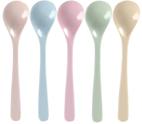 GUOYOU 5 Pezzi Cucchiaini Plastica Cucchiaini da Caffè Cucchiaino Svezzamento Cucchiaini aa Caffè Cucchiaio per Miele Posate Neonato Svezzamento Posate Bambini Posate Svezzamento Cucchiaini da Dolce