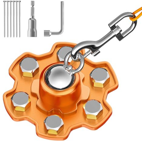 Tivray Dog Tie Out Stake, 360°Swivel Dog Stake No Tangle, Heavy Duty Dog Yard Stake (No Cable) with 6 Strong Screw Anchors Hold up to 180 lbs of Pull Force, Dog Runner for Outside Camping Yard, Orange