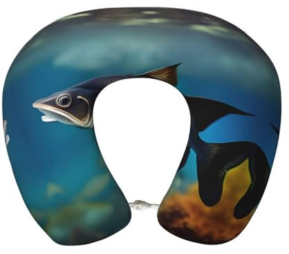 HJLUUFT Subaquatic Nackenstützkissen mit Wels-Aufdruck, zum Schlafen, Camping-Essentials, Camping-Kissen, bequem zum Ausruhen