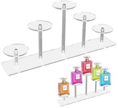 fuxunamz Parfüm Organizer, Parfüm Ständer, Parfum Regal, Runder Parfüm-Aufbewahrungsregal mit 5 Positionen, Aufbewahrungsdisplay für Make-Up, Desserts, Torten und Zubehör
