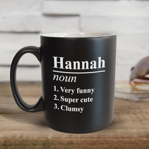 Personalised Name Noun Definition Black Satin Mug - Gift for Him, CEO, Teacher, Husband, Boyfriend. (Name Definition)