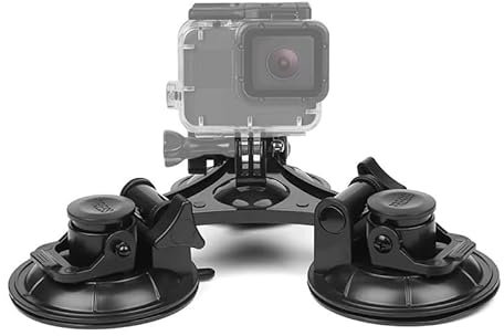 Reflex Camera Removable Tri-Angle Suction Cup Mount - 9cm, Secure Mount Compatible with Go Pro Hero 13/12/11/10/9/8 & Akaso, Durable Material for Cars, Boats & Smooth Surfaces