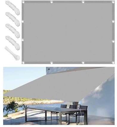 Voile Ombrage Rectangulaire Imperméable 3.5x5.5M Toile D'ombrage Filet D'ombrage Bâche Ombrage Polyester Protection UV Solaire pour Jardins Balcons Terrasse Pergola avec Oeillets et Cordons Gris Clair