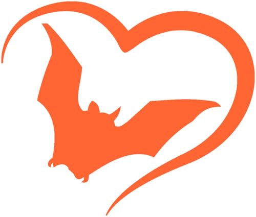 Samunshi® Herz mit Fledermaus als Aufkleber für Auto Motorrad Helm Fahrrrad Notebook Tablet Autoaufkleber Sticker Heartbeat EKG Motorradaufkleber Silhouette 10 x 8,4cm orange