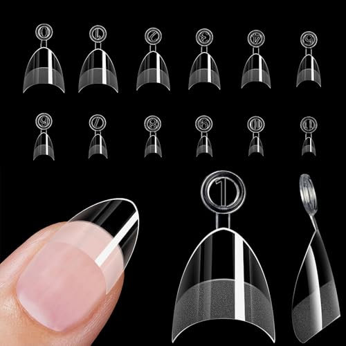 TOEECY 600 Pièces Capsules Transparentes Numérotées Faux Ongles Courts Professionnels Extensions Artificielles Manucure Salon Nail Art