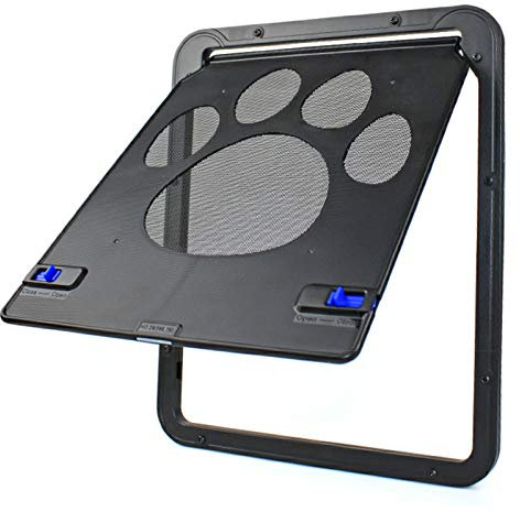 Puerta mosquitera para mascotas, puerta corredera para gatos con solapa magnética de bloqueo automático para gatos pequeños y perros