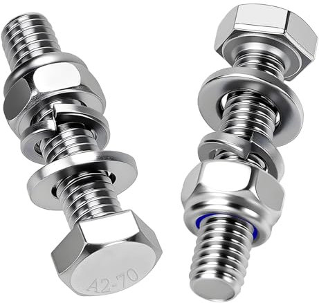 Mbsomnus 10 Pièces Boulons à Tête Hexagonale M10x40 mm Boulon Inox A2 V2A Vis et Boulon DIN 933 Vis à Métaux avec Écrous Rondelles pour Meubles Auto Vélos Bateaux Impression 3D Moto