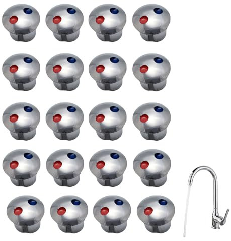 20PCS Hot and Cold Indicator for Faucets,Universal Faucets Replacement Buttons,Hot Cold Screw Cover Caps,Hot and Cold Signs Buttons,Tap Indices Hot and Cold Inserts for Kitchen Bathroom Sinks Faucets