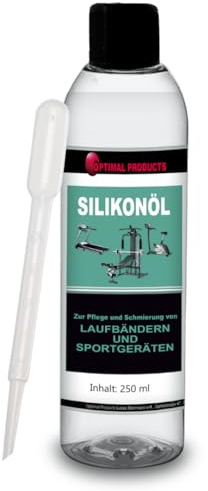 Optimal Products Universelles Wartungsöl für Fitnessgeräte Silikonöl für Laufbänder & Sportgeräte 250 ml mit Pipette