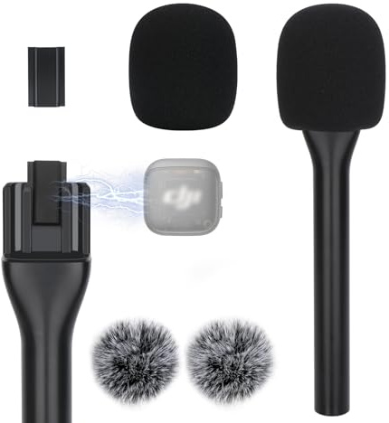 YOUSHARES Interview Mikrofon Adapter für DJI Mic 3, Handheld-Adapter mit DJI Mic 3 Windschutz, Wireless-Mikrofonhandgriff für Interviews, Vlogs, YouTube- und TikTok-Streaming