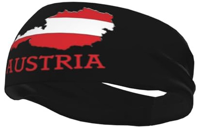 Österreich Flaggenkarte Sport-Schweißband Unisex rutschfeste, feuchtigkeitsableitende Sport-Stirnbänder