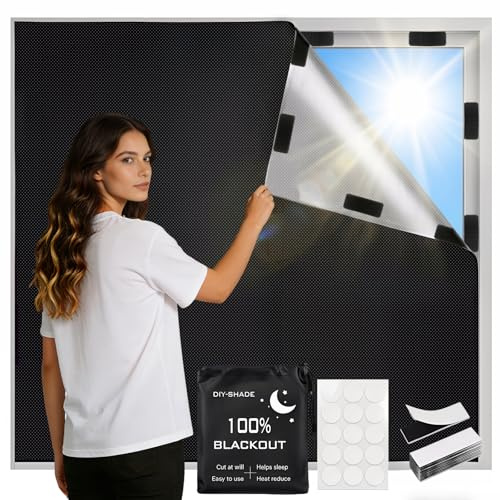 Verdunklungsrollo ohne Bohren, 100% Verdunklungsstoff Fenster Verdunkelung, Tragbare Reise Verdunkelungsrollo,Dachfenster Sonnenschutz Rollo für Urlaub Innen Fenster，200 x 145 cm