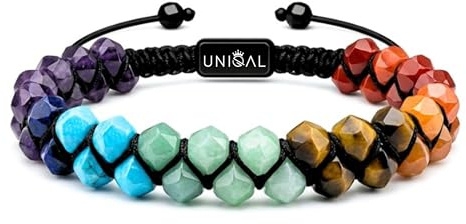 UNIQAL | Herren Armband Naturstein 6mm facettierte Perlen | Turmalin Rauchquarz Lapislazuli Tigerauge | Verstellbar | Verschiedene Modelle & Farben | Geschenk Schmuck