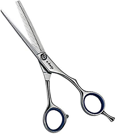 E-Kwip EOP Modellierschere - 6,5 Zoll Effilierschere mit 40 Zähnen - aus Japanstahl mit ergonomischen Offset-Design, inkl. Fingerringen & Ölstiften