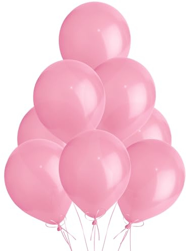 Metallic Pink Balloons 100 Pack, Large 12 Inch Thick Latex Biodegradable Helium Party Balloons for Birthday, Wedding, Baby Shower, Valentine's Day Events Decoration for Balloon Arch Garland