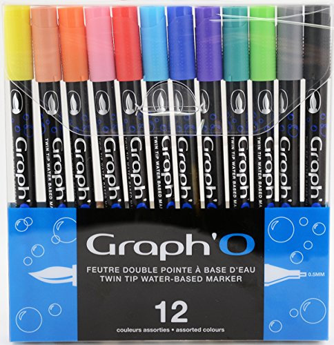 Graph'O GO00240 Essential Marker, 24 Stück 12 marqueurs farblich sortiert