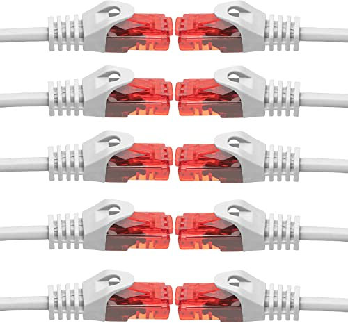 BIGtec 10 Stück – 1m LAN Kabel Netzwerkkabel Patchkabel Ethernet 2 x RJ45 Stecker High Speed weiß kompatibel zu Cat.5 Cat.6 Cat.7 Cat.8 Switch Router Modem Patchpanel Access Point Patchfeld