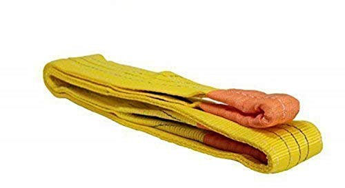 3 Tonnen Tragfähigkeit 2 Meter Länge Hebegurt Rundschlinge Hebeband Bergegurt aus Polyster mit Endschlaufen für Kran, Abschleppen Gelb
