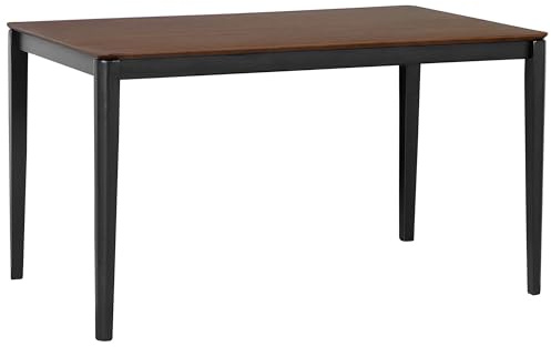 Dining Table Dark Walnut with Black MDF Veneered Top Wooden Legs 135 x 80 cm Cedar