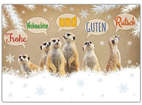 A4 XXL Weihnachtskarte ERDMÄNNCHEN mit Umschlag - edle & lustige Klappkarte für Kollegen Freunde Verwandte - Frohe Weihnachten Karte von BREITENWERK