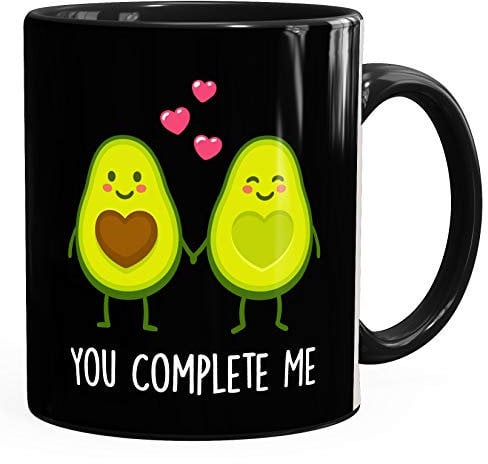 Kaffee-Tasse Geschenk-Tasse Liebe Avocado You complete me Valentinstagsgeschenk MoonWorks® schwarz unisize