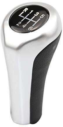 Hacreyatu 5 6 Gang Auto Schaltknauf Schalthebel Schaltkopf E30 E32 E34 E36 E38 E39 E46 E53 E60 E61 E63 E81 E82 E83 E84 E87 E90 E91 E92 (Mattes Silber, 6 Gang)