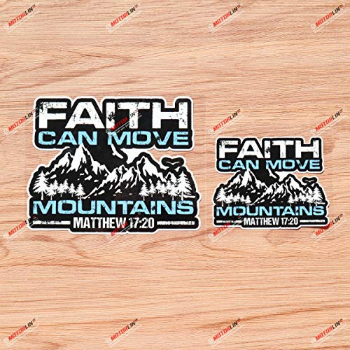 Glaube Kann Berge Versetzen Matthäus 17 20 Evangelium Bibel Vinyl Aufkleber Sticker - 2er Pack glänzend, 10,2 cm, 15,2 cm - für Auto Boot Laptop Becher