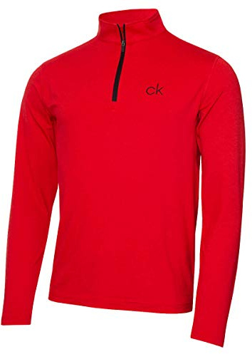 Calvin Klein Mens Newport HZ LS Sweater - Power Red Marl - XXL