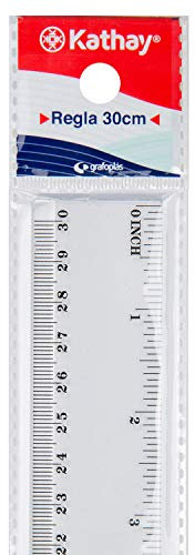 Kathay 86420200 Lineal aus Kunststoff, 30 cm, transparent, perfekt für die Schule