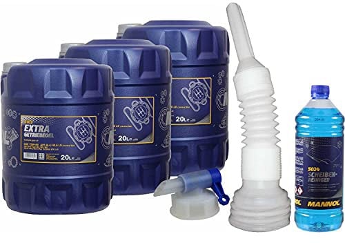 QR-Parts Set 60 Liter 85470589 5024 MN8103-20 DIN61 CT4503 1 Original MANNOL Scheiben-Reiniger -70 °C Frostschutz Konzentrat 20 Extra Getriebeöl 75W-90 API GL 4/GL 5 LS Auslaufhahn