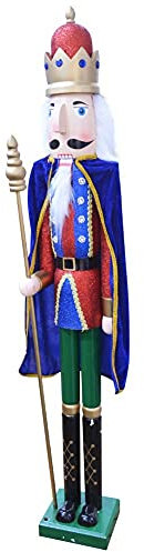 BAKAJI Soldato Schiaccianoci di Natale in Legno Gigante Altezza 106 cm Abiti Dipinti Barba e Capelli in Peluche con Meccanismo Funzionante Decorazioni Natalizie (Design 11)