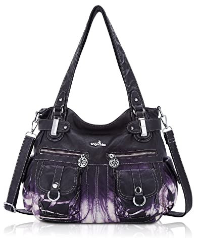 Angel Kiss Tasche Damen Handtasche Schultertasche Damenhandtasche Umhängetaschen Lederhandtasche Tragetasche Tote Shopper Groß Hobo Taschen Henkeltaschen (Tie Dye Lila)
