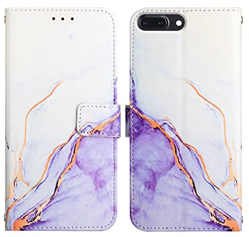 LEMAXELERS iPhone 6S Plus/iPhone 6 Plus Hülle,iPhone 6S Plus Handyhülle Glitzer Marmor für Mädchen Flip Case PU Leder Cover Magnet Schutzhülle Handytasche für iPhone 6S Plus,YB2 Marble Zi White