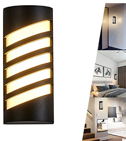 Chao Zan Wandleuchte Innen 7W Warmweiß 3000K, LED Wandlampe leuchte Plastik Modern kreativ Wandbeleuchtung Wandbeleuchtung für Haus Schlafzimmer Esszimmer Wohnzimmer Restaurant Küche Cafe, Schwarz