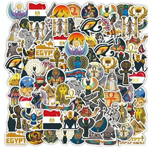 Casiler 50pcs Antike Ägypten Aufkleber Für Laptop -Motorrad -Pyramid -Sphinx -Pharao -Vinyl -Aufkleber -abziehbilder Für Waterbottle Phone Skateboard Gitarre