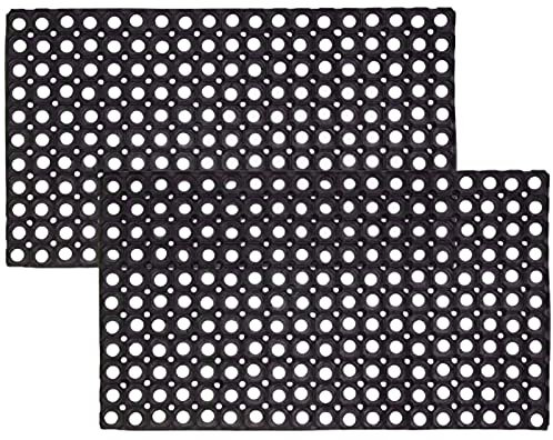 VL Rubber Door Mat 50x100cm – Textured Drainage Door Mats Outdoor with Quick-Dry Channels – Multi-Purpose Outdoor Mat for Entryway, Garden, Mudroom, Shed or Porch (Pack of 2)