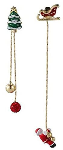 Schneeflocke Weihnachtsmann Einfädler Quaste Ohrringe für Frauen Mädchen Roter Kristall Cubic Zriconia Socke Weihnachtsmütze baumeln Tropfen Weihnachtsbaum Ohrstecker