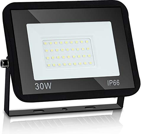 Yakimz LED Strahler Flutlicht Außen, 30W LED Scheinwerfer 3000K Warmweiß Fluter 2550LM Superhell Außenstrahler IP66 Wasserdicht, 120 ° Außenbeleuchtung, Scheinwerfer für Garten, Garage, Hotel, Hof