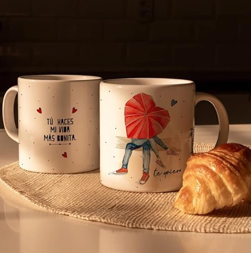 HappyMots Tazas Originales para Regalar | Taza Regalo Pareja Tu Haces mi Vida más Bonita | Regalo Romántico y Divertido de Navidad | Viene en una Bonita Caja Kraft lista para Regalar
